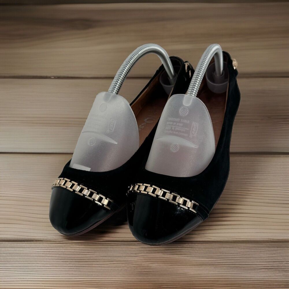 JEFFREY CAMPBELL Gabi Sz 9 Suede Ballet Slipper Flats Black Gold Tassels Elegant
